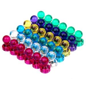 H&S Fridge Magnets 36pcs - Circle Neodymium Magnets Strong for Whiteboard Notice Board or Fridge - Mini Round White Board Magnet - Colourful Tiny Circular Magnet