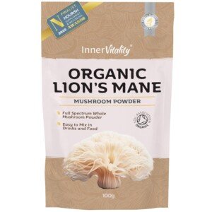 Organic Lions Mane Mushroom Powder, Brain Support & Focus High Strength Full-Spectrum Supplement for Mental Performance - 100g by Inner Vitality