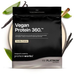 Protein Works | Vegan Protein 360 - Platinum Innovation, Premium Vegan Protein Powder, Plant-Based Protein Shake, Essential Vitamins & Minerals, Low Sugar, Vanilla Crème, 28 Servings, 1kg