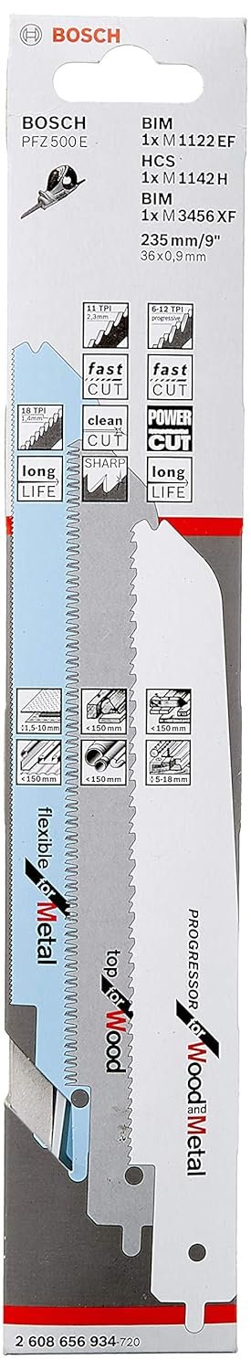 Bosch 3-Piece Reciprocating Saw Blade Set (Wood, Wood with Nails, Metal, Plastic, Accessories Reciprocating Saws)