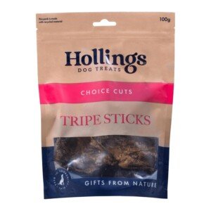 Hollings Tripe Sticks Dog Treats, 100% Natural Air Dried Chews for Adult Dogs, Grain Free & High in Protein (100g)