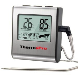 ThermoPro TP16 Digital Kitchen Meat Thermometer with Stainless Steel Long Food Temperature Probe for Liquids, Oven, Smoker, BBQ, Candy, Oil, Deep Frying Cooking Thermometer with Timer Alarm