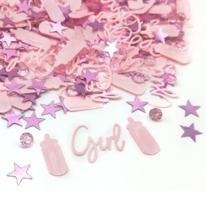 Baby Shower Confetti - Its A Girl, Glitter Confetti Sprinkles for Birthday Party Table Scatters Decoration Table Scatter Confettis Baby Gender Reveal Jungle Birthday Decorations A3BSZX