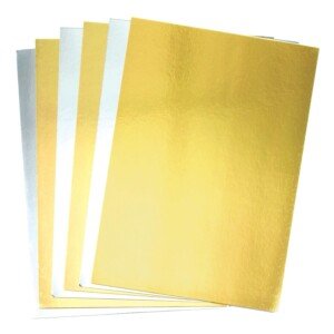 Baker Ross AC375 A4 Gold & Silver Metallic Card (250 gsm) — ⁠Creative Art Supplies for Kids, Christmas Crafts, Card Making, and Decorations (Pack of 20)