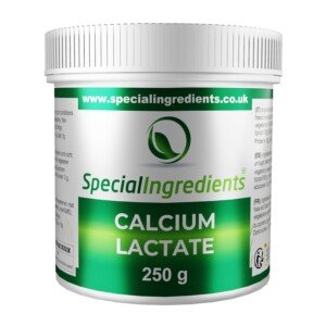 Calcium Lactate Powder 250g Premium Quality - Vegans & Vegetarians, Non-GMO, Gluten Free - Recyclable Container