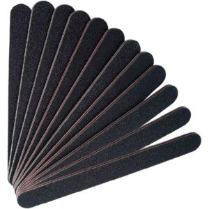 12PCS Professional Nail Files Double Sided Emery Board (100/180 Grit) Washable Nail Files, Fingernail Buffing Files for Home and Salon Use - Black