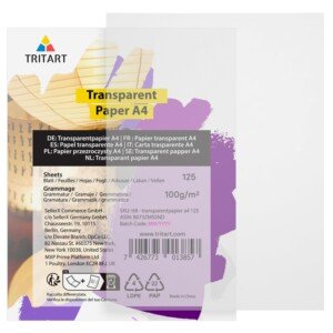 Tracing Paper A4 100 g/m² (125 Sheet) - Vellum for Printer Drawing Art Sketch Pattern Transfer - Ideal for Wedding Invitation Cards and Sewing Patterns - Transparent White
