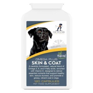 Omega Plus Skin & Coat Supplement For Dogs and Cats, Triple Action Omega 3, 6 & 9 With Added Vitamin E, 120 Softgel Capsules 1000mg, Human Grade Ingredients, UK Manufactured