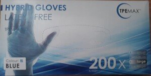 Latex-Free Hybrid Blue Colour 1 Box of 200 Gloves - LARGE Size