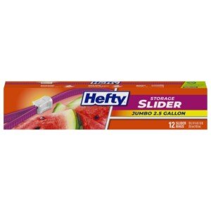 Hefty Slider Jumbo Storage Bags (2.5 Gallon, 12 Count)