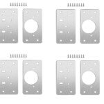 Front view of Dihl 4 Sets Cupboard Door Hinge Repair Plates with Screws, showcasing stainless steel material and size 44x90mm