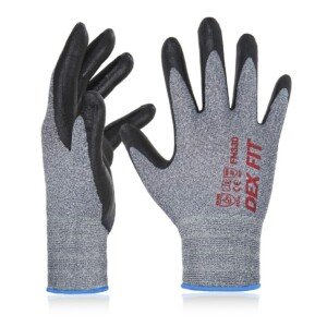 DEX FIT Work Gloves FN330, 3D Comfort Stretch Fit, Power Grip, Durable Foam Nitrile Coated, Smart Touch, Thin & Lightweight, Machine Washable, 3 Pairs (Large(3 Pairs), FN330 Grey)