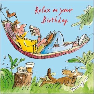 Male Birthday Card - Quentin Blake - Man Lying in Hammock (WDM5999)
