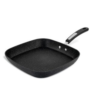 Scoville NEVERSTICK 28cm Square Grill Pan, Non-Stick Griddle Pan for Grilling & Searing, Suitable for All Hobs Including Induction, Raised Ridges for Char-Grilling, PFOA Free, Dishwasher Safe, Black