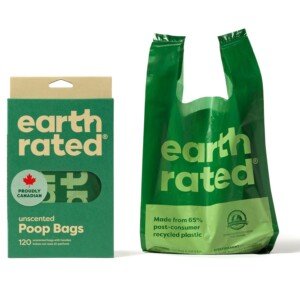 Earth Rated Dog Poo Bags with Handles, Easy Tie and Guaranteed Leakproof, Unscented, 120 Bags