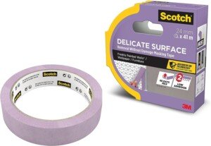 ScotchBlue Delicate Surface Advanced Masking Tape, 24 mm x 41 m, Super-sharp Paint Lines, For Delicate Painting and Decorating Indoor, Painters Tape For Wallpaper and Furniture