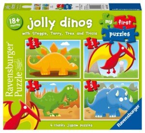 Ravensburger Jolly Dinosaurs My First Jigsaw Puzzles for Kids Age 18 Months and Up - 2, 3, 4 & 5 Piece - Educational Toys for Toddlers