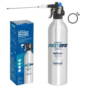 FIRSTINFO A1638 Patented Refillable Brake Cleaner Spray Bottle, 620ml Aluminum Pressure Sprayer, Max Pressure 140psi, Thickened Reusable Aerosol Can, W/Two-Way Nozzle