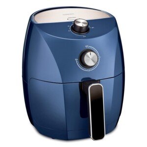 Crux 3.5 L Manual Air Fryer, Faster Pre-Heat, No-Oil Frying, Fast Healthy Evenly Cooked Meal Every Time, Dishwasher Safe Non Stick Pan and Crisping Tray for Easy Clean Up, Stainless Steel/Blue
