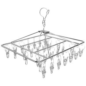 Home Sock Drying Racks with 30pcs Laundry Pegs Drip Hanger Laundry Clothesline Hanging Rack Metal Clothespins Drying Towels, Underwear, Lingerie, Delicate Bras