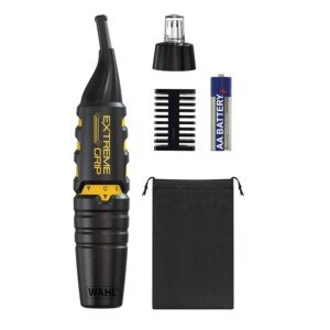 Wahl Extreme Grip Detail Trimmer, Painless Eyebrow & Facial Hair Trimmer for Men Women, 2-in-1 Personal Trimmer, Nose, Ear, Eyebrow, Washable Heads, Cordless, Battery-Operated