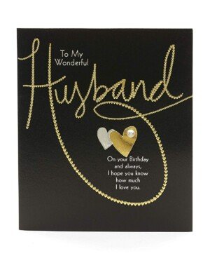 Happy Birthday Husband Birthday Card - Sentimental Birthday Card for Him - Gold Detail Design