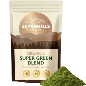 Sevenhills Wholefoods Organic Super Greens Blend 400g | with Spirulina, Chlorella, Wheatgrass, Barley Grass | Supports Skin, Immunity & Reduce Tiredness | 80 Servings | UK Made