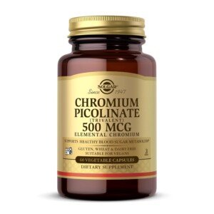 Solgar Chromium Picolinate 500 µg Vegetable Capsules - Pack of 60 - Balances Blood Glucose Levels - Supports The Metabolism - Vegan and Gluten Free