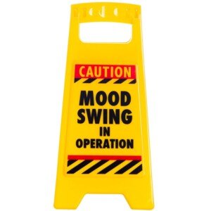 Boxer Mood Swing Novelty Warning Sign – Joke Gifts For Women Wife Or Girlfriend – Moody Teenager Gift – Office Secret Santa For Colleague, Yellow