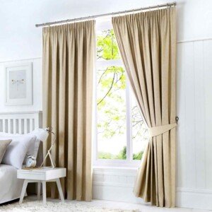 Fusion Dijon-Blackout/Thermal Insulated Pair of Pencil Pleat Curtains, Fabric, Natural Beige/Cream, 90 x 72(228 x 183cm)