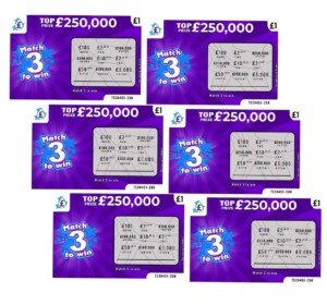 6 X Fake Joke Scratch Cards - Winning Lottery Ticket Practical Prank- Every card appears to win 100,000 or 250,000