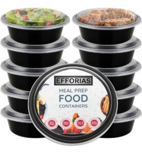 (10 Pack, 24oz) Round Plastic Meal Prep Containers - Reusable BPA Free Food Containers with Airtight Lids - Microwavable, Freezer and Dishwasher Safe