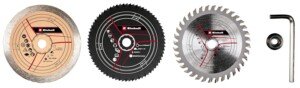 Original Einhell 5-Piece Saw Blades Set Mini Hand-Held Circular Saw Accessories (Diameter 89 mm, HSS, Carbide and Diamond Saw Blade, Suitable for Mini Circular Saw TC-CS 860/1)