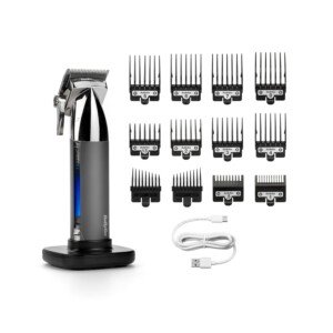 BaByliss Super-X Metal Series, Cordless Hair Clipper - Japanese Steel Blades, 10 Comb Attachments, 2 Tapered Guides, Lithium Battery, Digital Display, Metal Body, Black, 7700U
