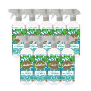 Fabulosa Antibacterial Streak-Free Glass Cleaner Trigger Spray with Lasting Fragrance, Pack of 9, 500ml, Mint Swirl