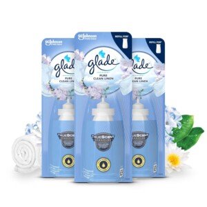Glade Sense & Spray Air Freshener Refill, Motion Activated Automatic Room Spray and Odour Eliminator for Home, Clean Linen, 3 Refills (3 x 18ml)