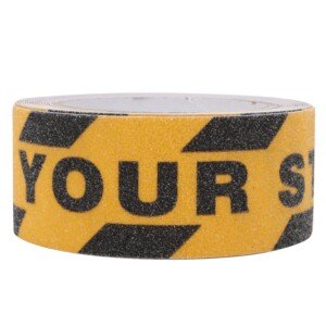 Watch Your Step Floor Sign Anti Slip Tape, Floor Stair Step Abrasive Caution Safety Tape Sticker,Yellow with High Visibilit PVC Tape for Stairs Steps Ladder Toilet (48MM Width x 5M Long)