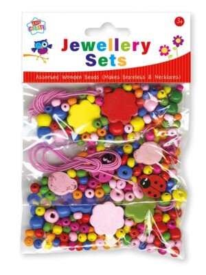 Kids Create Make Own Style Bracelets & Necklaces Jewellery Sets Wooden Beads 5+