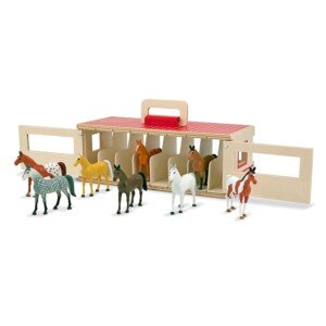 Melissa & Doug Show-Horse Stable | Wooden Play Set, Animal Toys for Girls & Boys | Age 3-5+