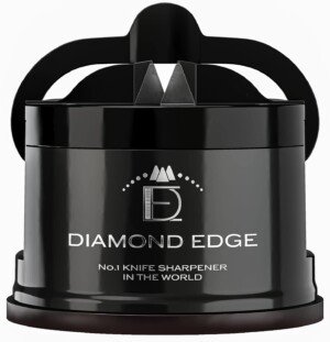 Diamond Edge No.1 Knife Sharpener – Safe & Compact Manual Knife Sharpener for Any Knife - Knives Sharpener Suitable for Serrated & Outdoor Blades – Professional Quality, Black