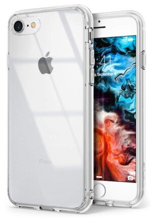 Ringke Fusion Compatible with iPhone SE 5G (3rd Gen, 2022) 4.7-Inch, iPhone SE 2020, iPhone 8/7 Case, Transparent Hard Back Shockproof Bumper Phone Cover - Clear