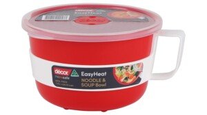 Décor Microsafe EasyHeat Bowl | Microwave Bowl Perfect for Soup, Noodles & Porridge | 1.15L Capacity - Red