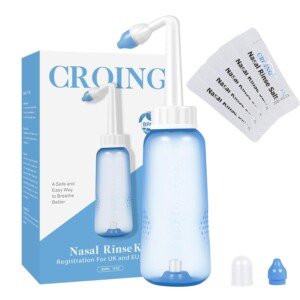 CROING 40 x Sinus Rinse Mix + 1x Nasal Wash Bottle (300ml), Neti Pot Kit, Nasal Rinse, Nasal Irrigation Salt