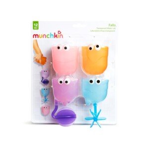 Munchkin Falls Bath Toy with Suction Cups|Multi-Colored Waterfall Bath Playset | Includes 3 Interactive Toys & 1 Pouring Cup | Fun Waterway for Tub Time