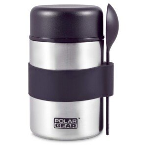 Polar Gear Insulated Food Flasks For Hot Food – Triple Layer Stainless Steel Hot Food Flask With Spoon – Keep Meals & Drinks Hot for 6 Hours & Cold for 6 Hours – Soup Flask For Work, School - Black