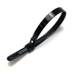 Black Releasable Reusable Cable Ties 7.2mmx200mm, 10 Pieces