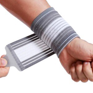 Neotech Care Wrist Band - Adjustable Compression Strap - Elastic & Breathable Fabric - Support Sleeve for Tennis, Sports, Exercise - Men, Women, Right or Left (Grey Colour, Size M, 1 Unit)