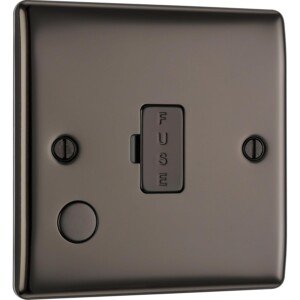 BG Electrical Unswitched Fused Spur Connection Unit with Flex Outlet, Double Pole, Raised and Slim Profile, Round Edges, Nexus Metal, Black Nickel, 13A, NBN55