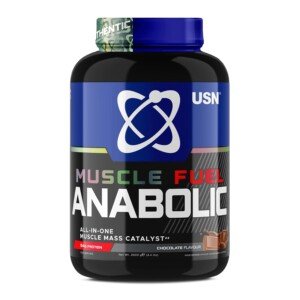 USN Muscle Fuel Anabolic All-In-One Muscle Mass Gainer, Chocolate Flavour - 2kg, 54g Protein Powder, 5g Creatine Powder & 5g BCAA Powder For Maximum Muscle Growth, Post Workout Recovery Drink Mix