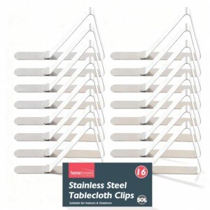 SOL 16pk Stainless Steel Table Cloth Clips, Picnic Table Cover Clamps, Windproof Tablecloth Holders for Garden Patio BBQ Camping Party Dining, Secure Grip Rust Resistant Outdoor Use